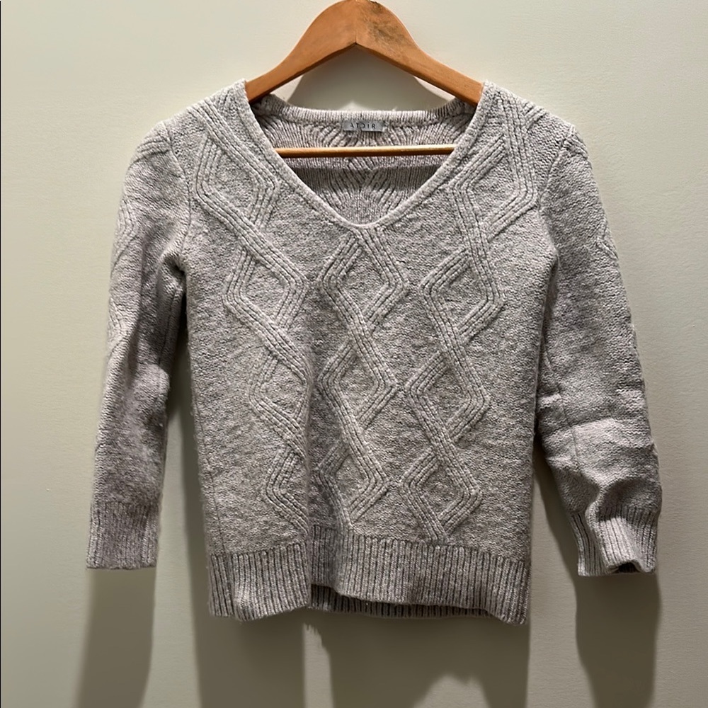 Atoir Gray V-Neck Sweater with Textured Knit